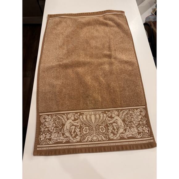 2 Vintage Hampton Manor Victorian Cherubs Angels Brown Hand Towels 100% Cotton - Picture 4 of 8